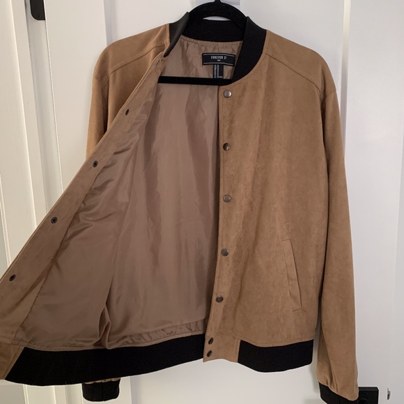 Faux Suede Bomber Jacket｜Forever 21 - Picture 4 of 6